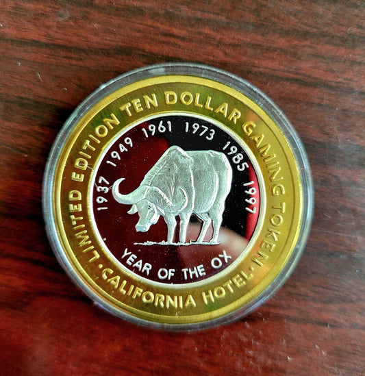 Sam Boyd's California Casino $10 Token .999 Silver "Year of the Ox" Las Vegas