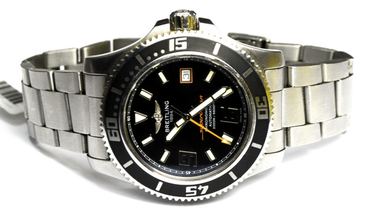 Breitling Super Ocean Automatic A17364  44m Stainless Orange & Black 8" Wrist