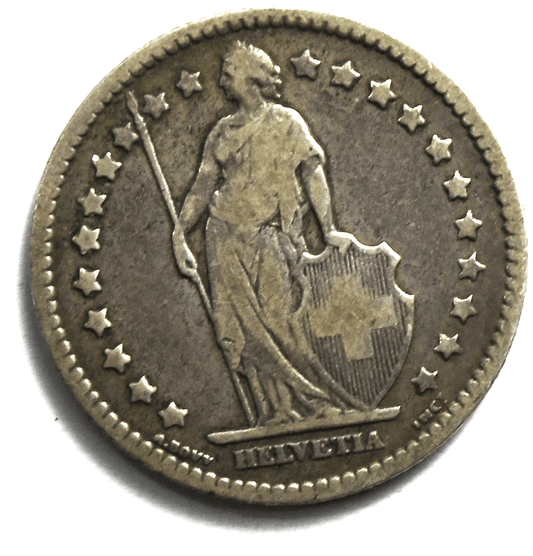 1876 B Switzerland One Franc KM# 24 Silver Coin