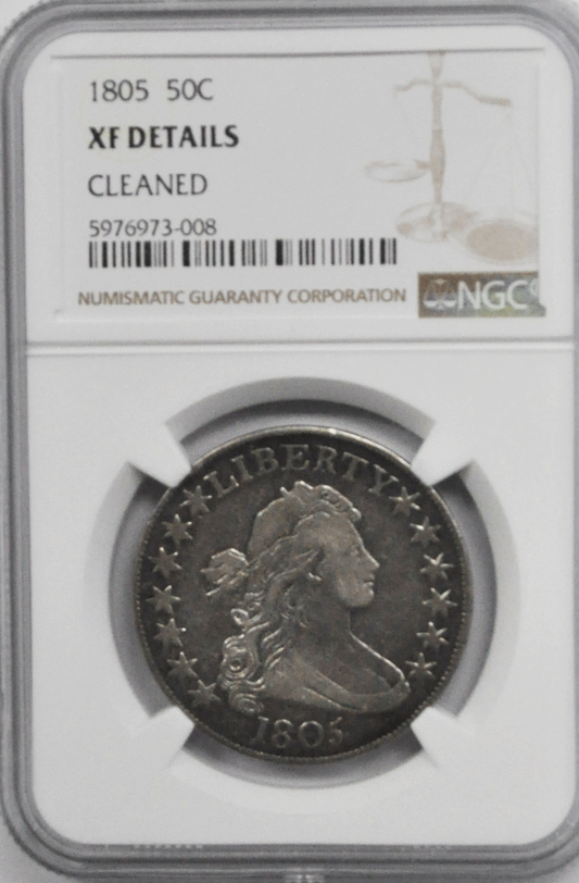 1805 50c Draped Bust Silver Half Dollar NGC XF Details Philadelphia Rare