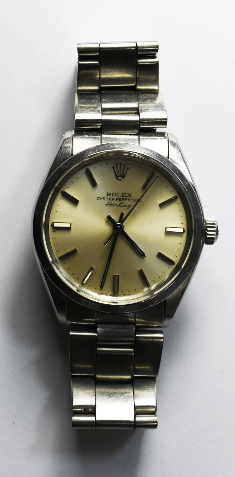 1980 Men's Rolex Air King 5500 34mm Stainless Steel Automatic Wristwatch