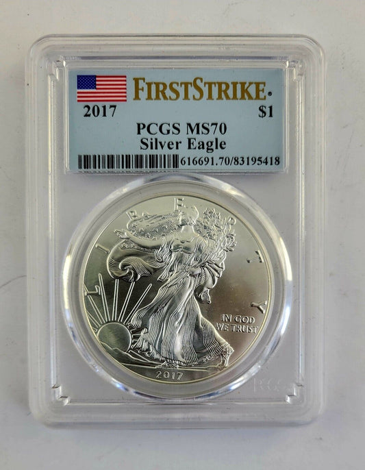 2017 $1 American Silver Eagle MS70 PCGS First Strike 1oz.  .999 Fine Silver