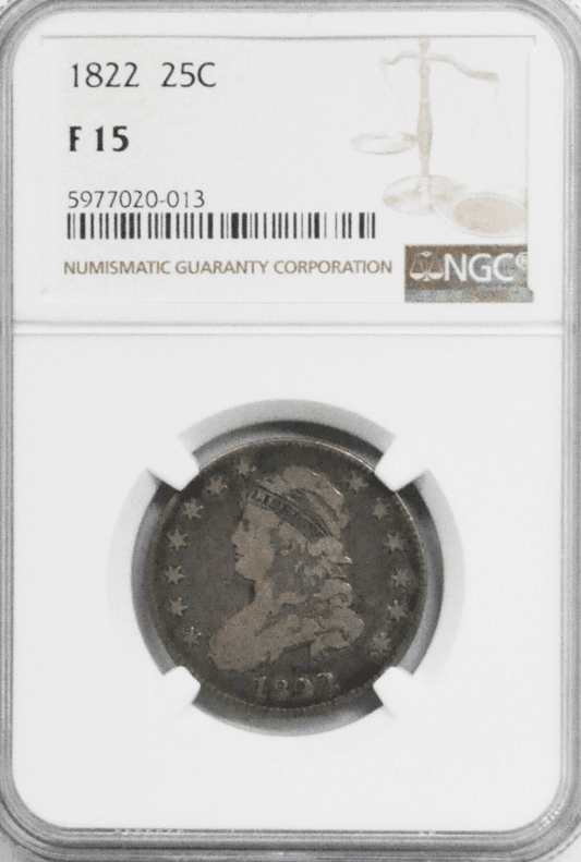 1822 25c Capped Bust Silver Quarter Dollar NGC F15 Philadelphia