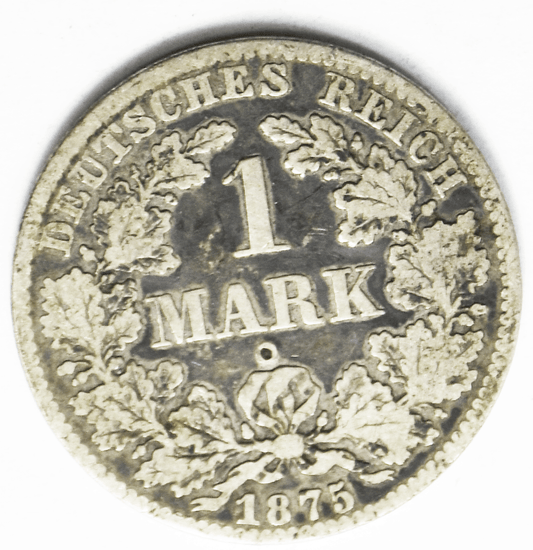 1875 B Germany Empire Silver One Mark Silver Coin KM# 7