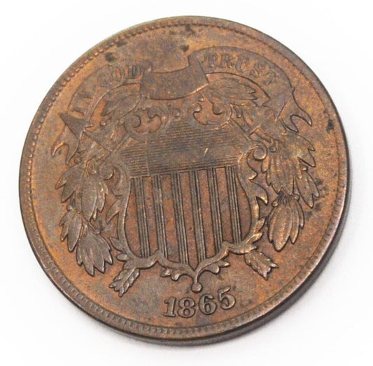 1865 2c Shield Two Cent Piece US Coin