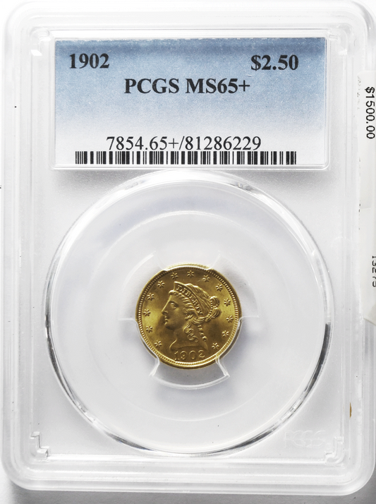 1902 $2-1/2 Liberty Head Quarter Eagle Gold Philadelphia NGC MS65+