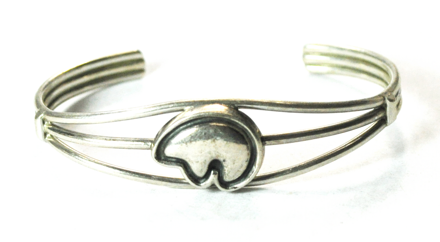 Sterling Silver Bear Split Cuff 3 Bar Bracelet 16mm 6-3/4" Wrist 17.2g