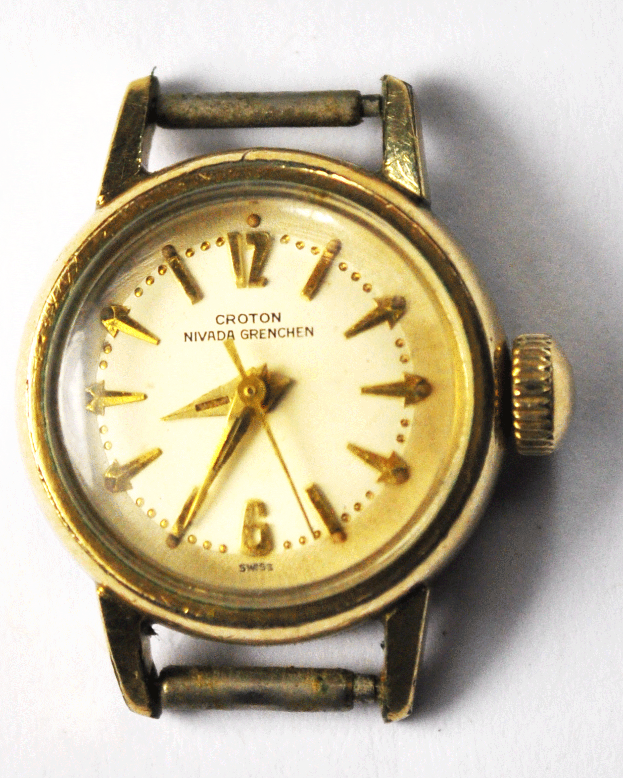 Vintage Women's Croton Nivada Grenchen 20mm RGP Wristwatch E3L C2475