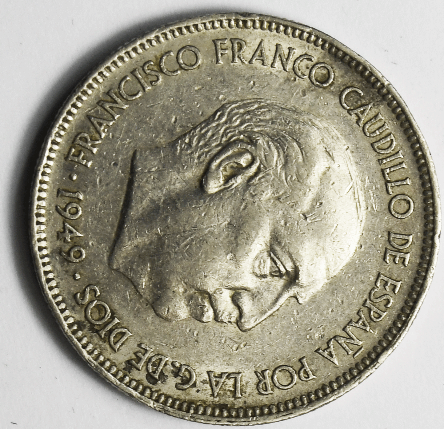 1949 (49) Spain 5 Pesetas KM# 778 Nickel Coin