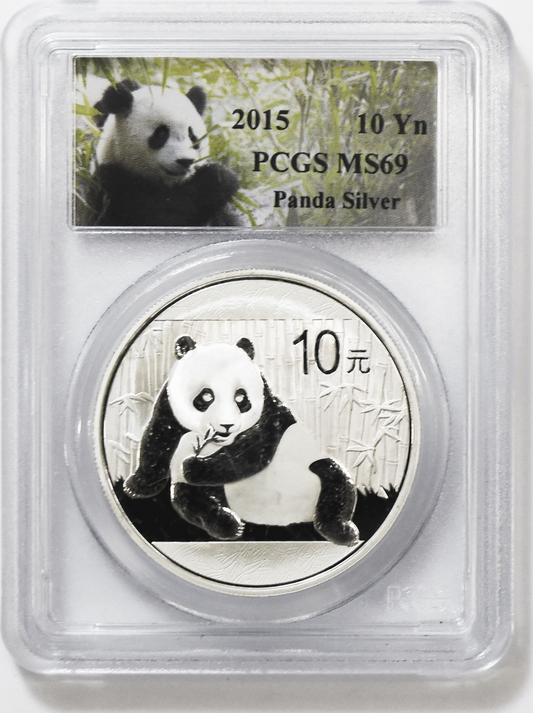 2015 10Yn China Silver Panda Ten Yuan 1oz One Ounce Coin PCGS MS69 .999