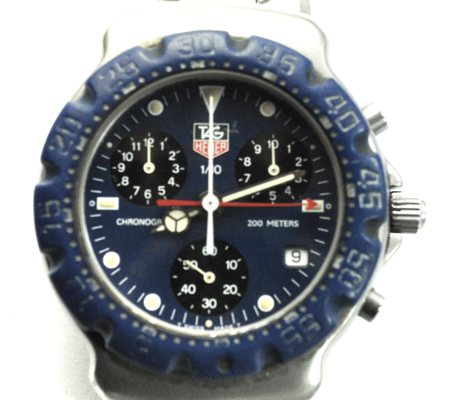 Tag Heuer Blue Dial Bezel CA1210 1 10 Chronograph 37mm Stainless Qua Precious Metals Gems