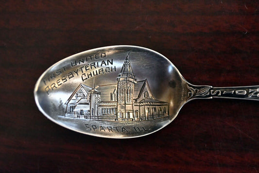 First United Presbyterian Church Illinois Sparta Sterling 5" Souvenir Spoon .4oz