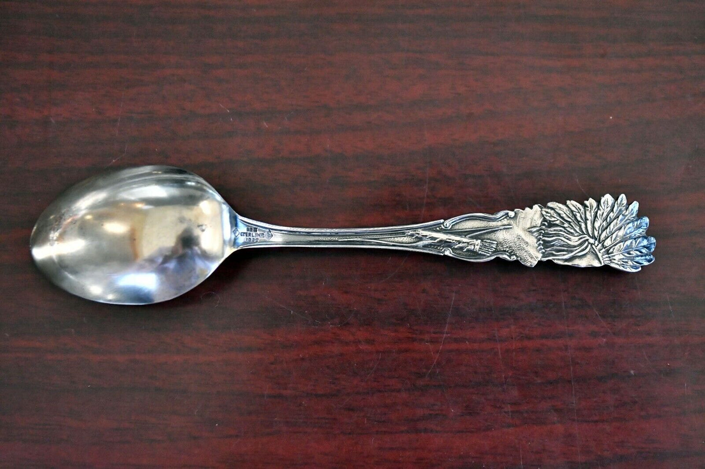 Indian Chief Souvenir Spoon by Fessenden & Co. 5 1/4" Sterling Silver .49 oz.