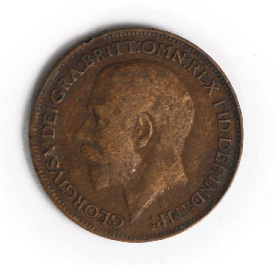 1921 1F Great Britain Farthing Bronze Coin