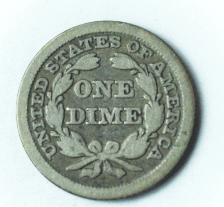 1850 10c Seated Silver Dime Ten Cents Philadelphia