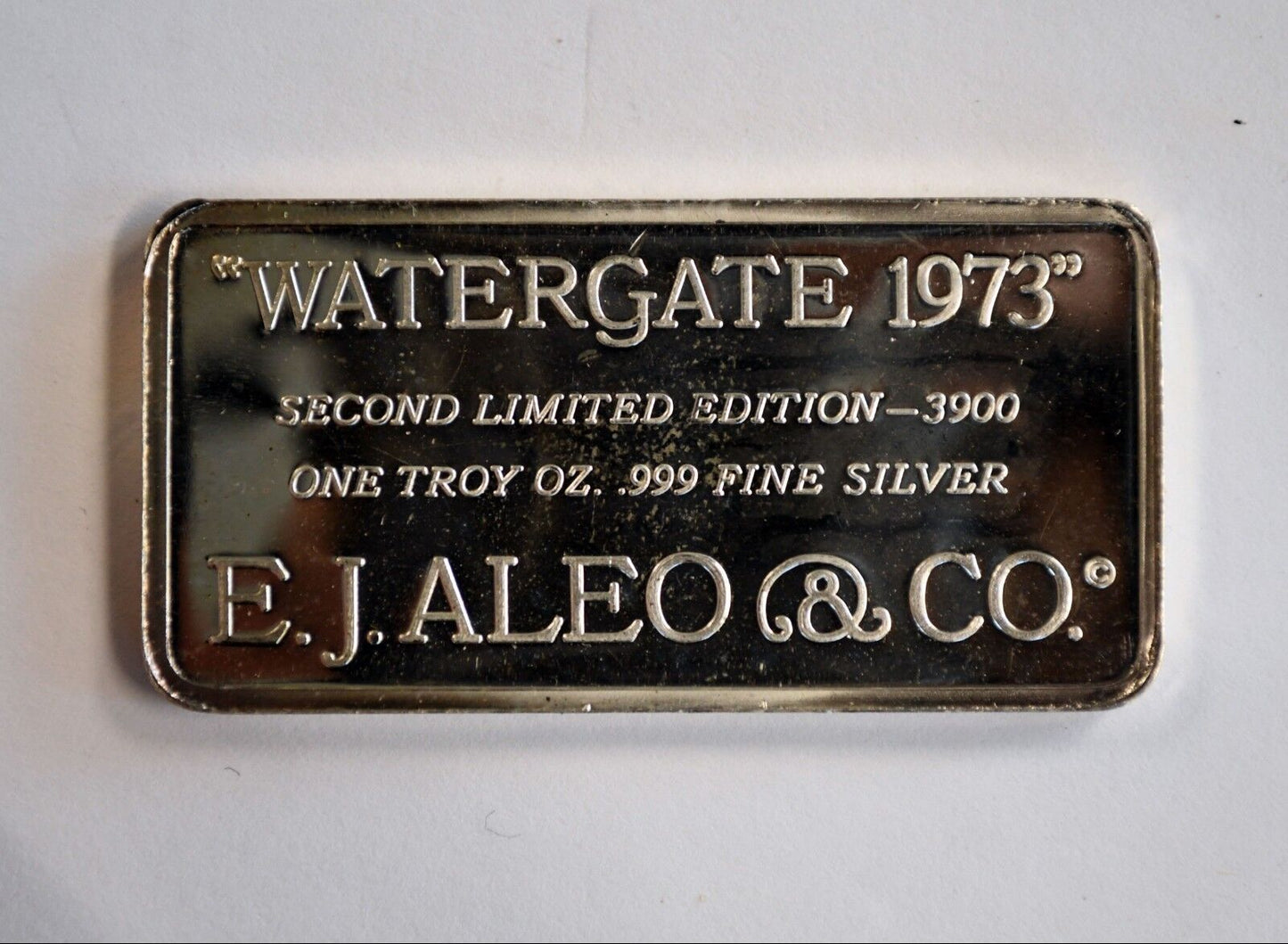 Watergate 1973 Hear No Evil .999 Fine Silver Bar E.J. Aleo 1oz. Second Edition