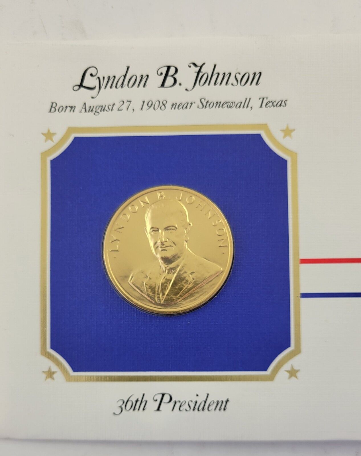 Lyndon Johnson Presidential Covers Medal Postal Commemorative Society Gold Plate