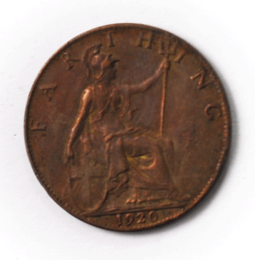 1920 1F Great Britain Farthing Bronze Coin