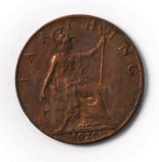 1920 1F Great Britain Farthing Bronze Coin