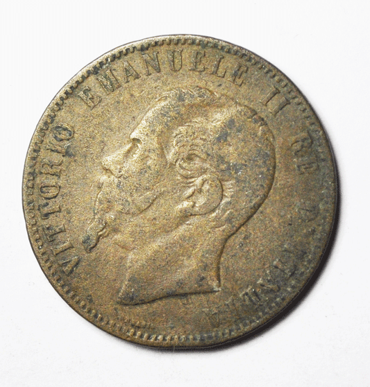 1866 H Italy 10c Ten Centesimi Copper Coin KM#11.3 Rare