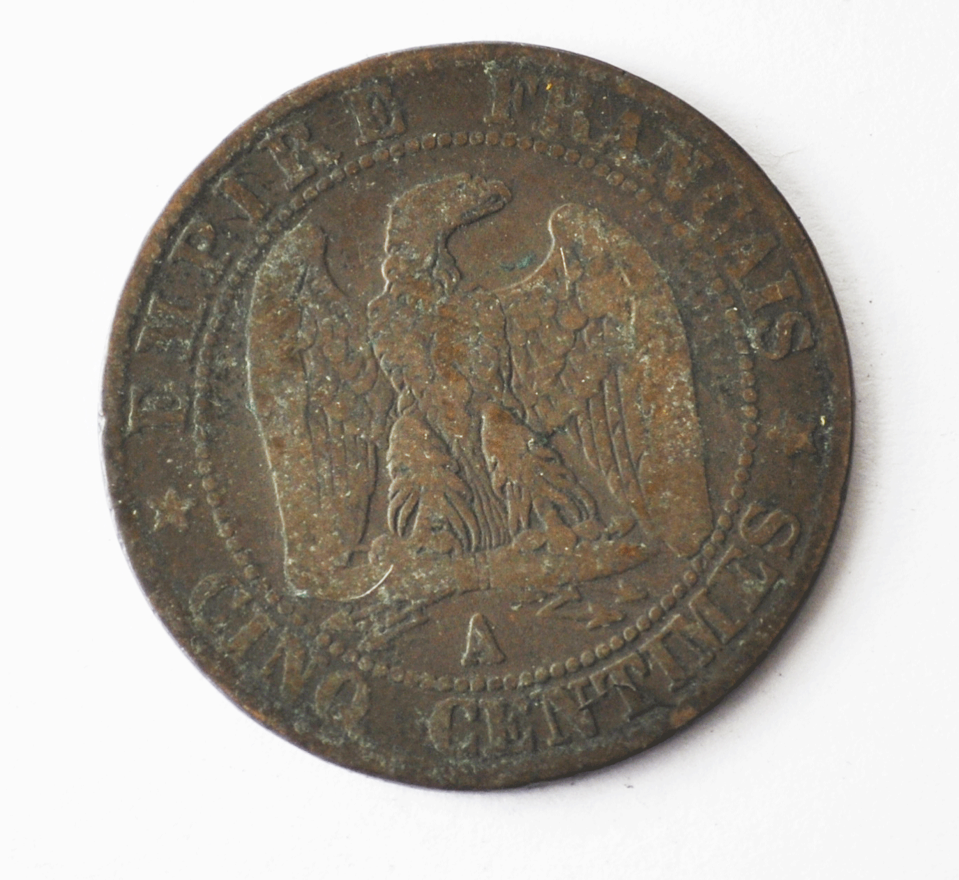 1856 A France 5 Five Centimes KM# 777.1 Bronze Coin