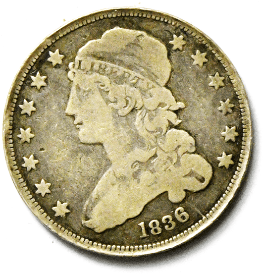 1836 25c Capped Bust Quarter Dollar Twenty Five Cents Philadelphia B-1