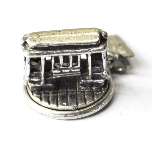 Sterling Bell Tag San Francisco California Cable Car Rotating Charm 12mm x 17mm