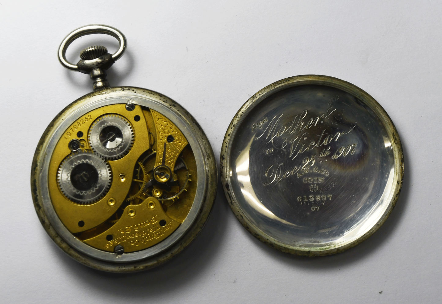 1914 Waltham Size 14 Open Face Coin Silver Bond Street Pocket Watch Not Running