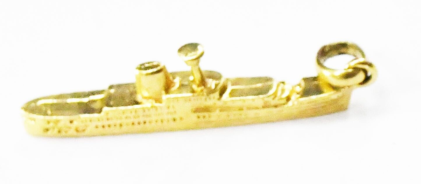 18k Yellow Gold MV Romanza Cruise Ship Freighter Charm 33mm x 8mm