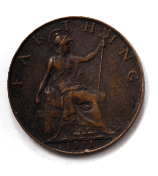 1911 1F Great Britain Farthing Bronze Coin