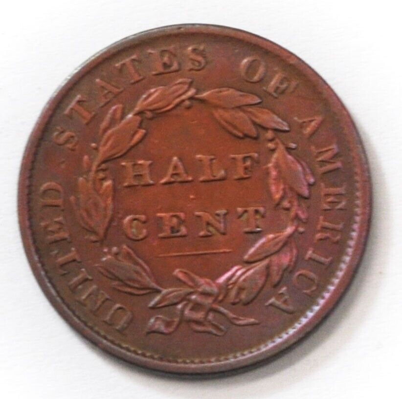 1835 1/2c Classic Head Half Cent US Coin Rare Philadelphia Rainbow