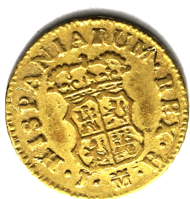 1758 JB Spain 1/2 Escudo Gold Coin KM# 378