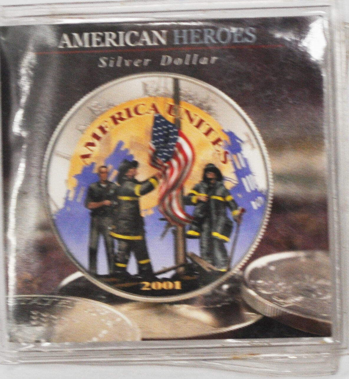 2001 American Silver Eagle  $1 Ounce Coin 911 Fire Police Rescue Remembering