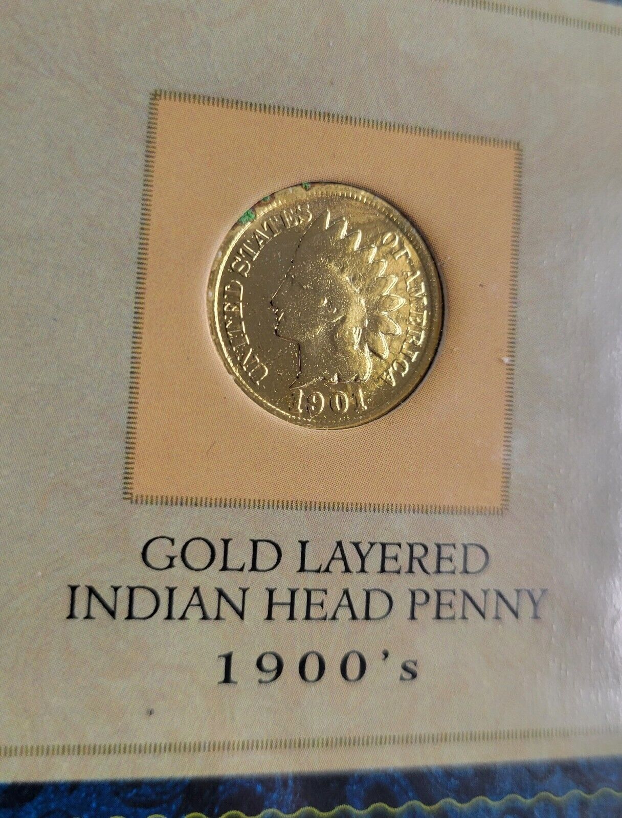 1900’s  Gold Layered Indian Head Cent - 1901 Penny with COA