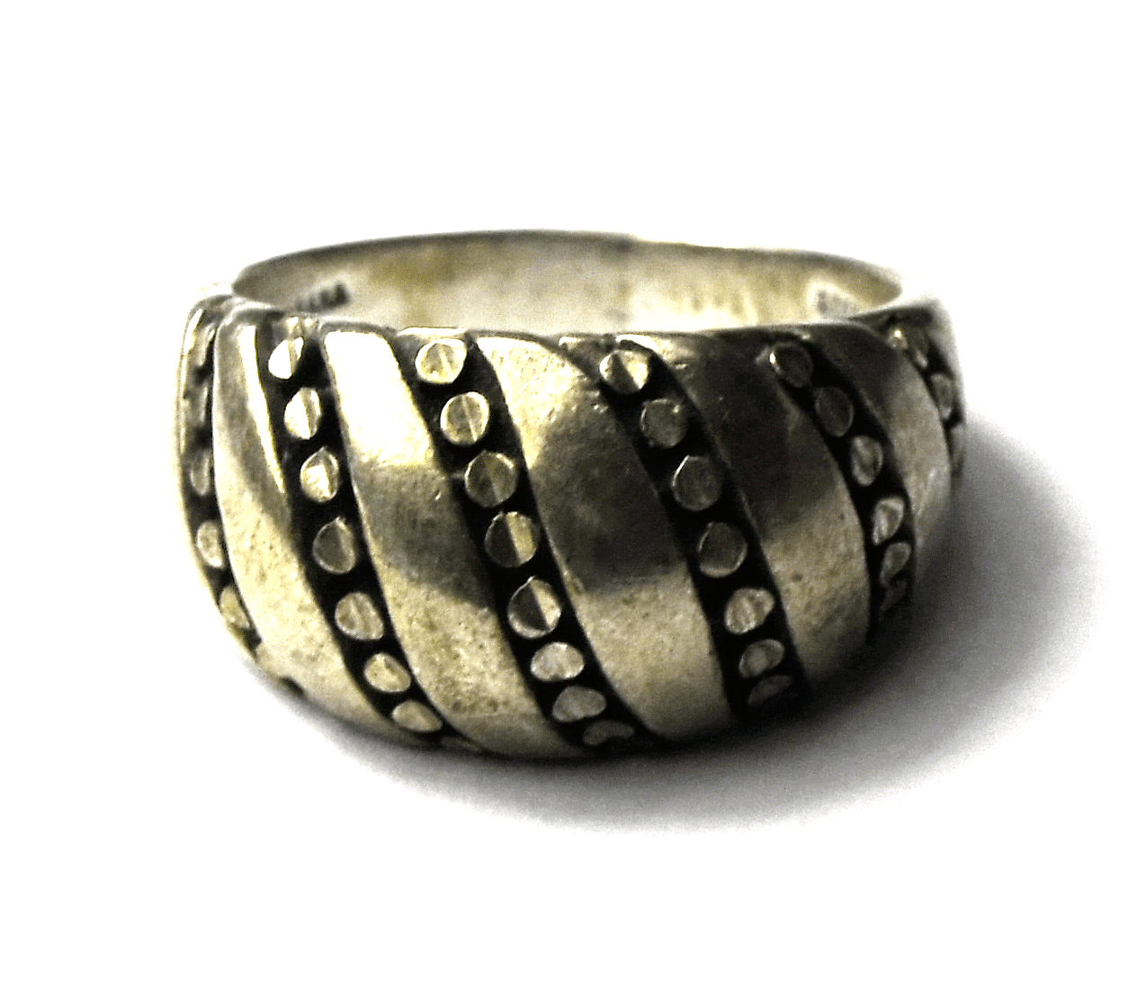 Sterling Kabana Wavy Dot Stripe Ring 13mm Size 10