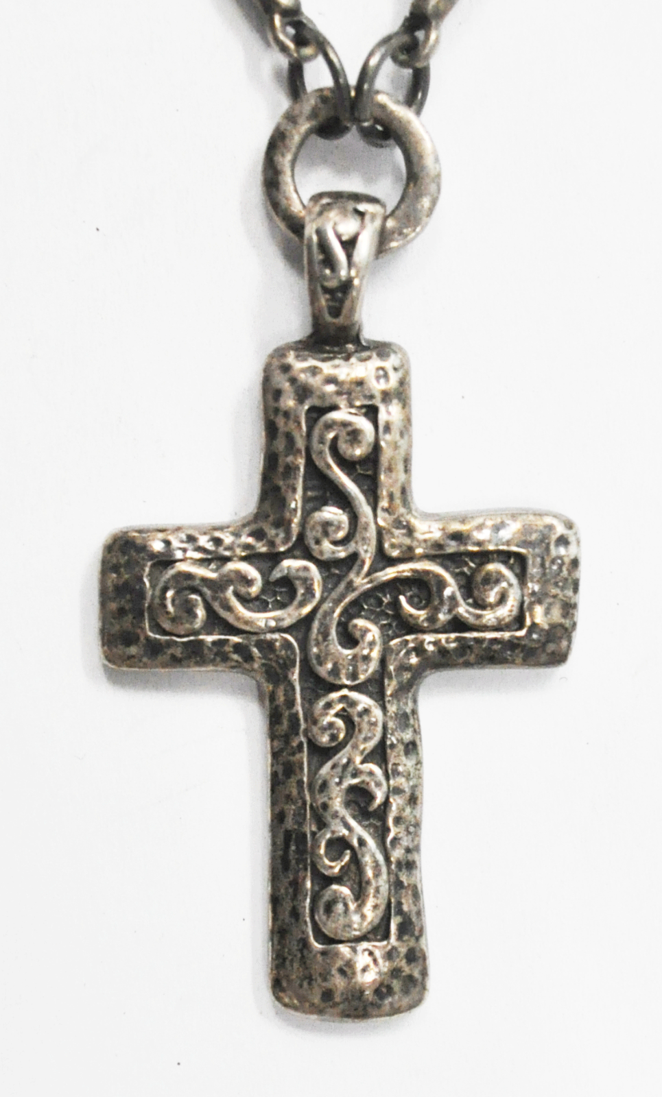 Sterling Mexico MEM Maria Elena Munoz 2-3/4" Cross Pendant & 18" Necklace