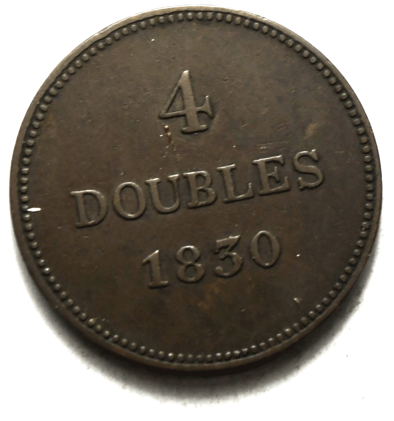 1830 Guernsey Four Doubles Bronze Coin