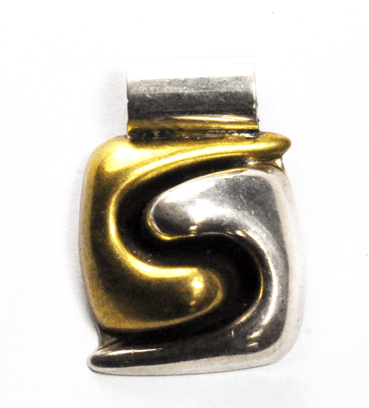 Sterling Mexico TR-97 Abstract Two Tone 28mm x 40mm Slide Pendant 8mm Bale