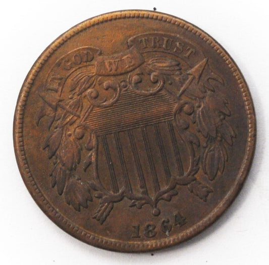 1864 2c Shield Two Cent Piece US Coin