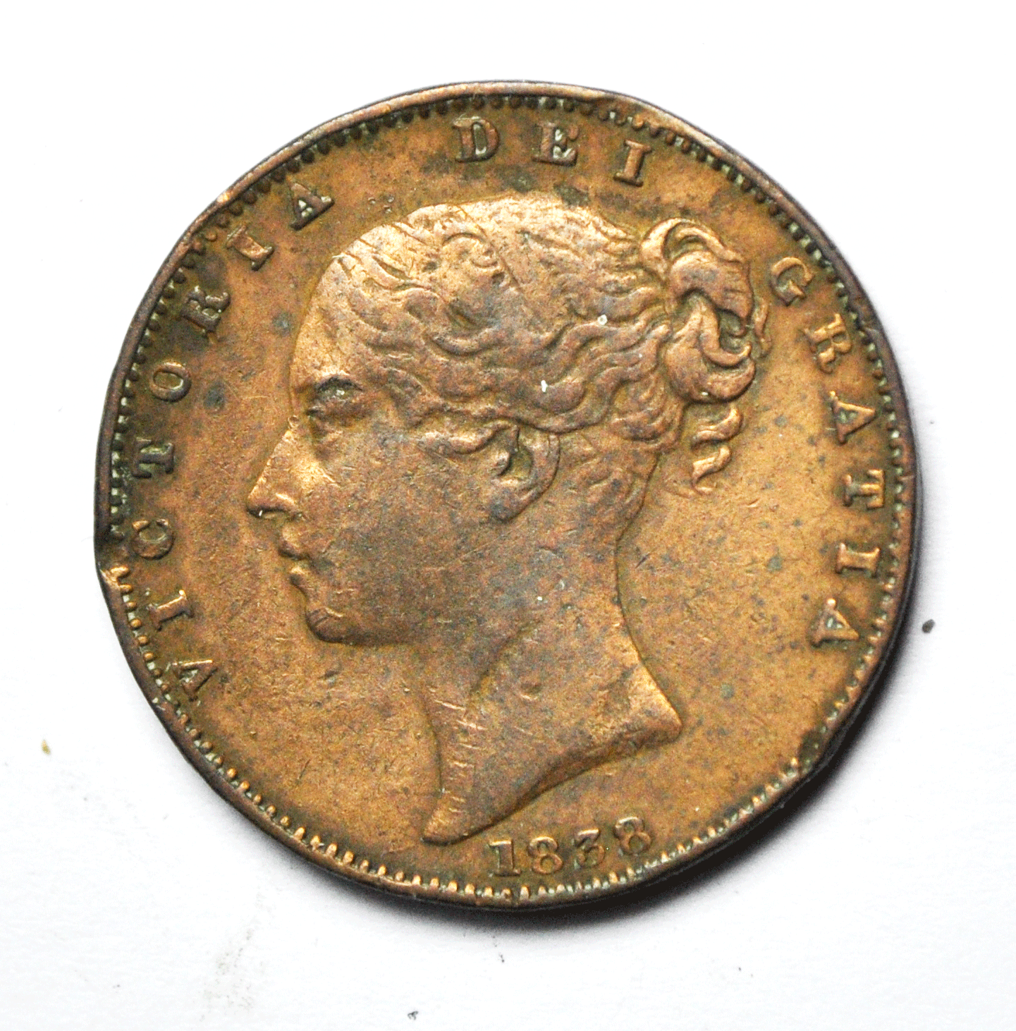 1838 Great Britain Farthing Copper Coin Rare KM# 725