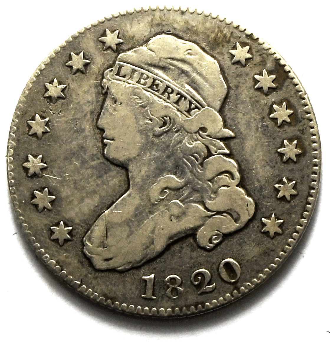 1820 25c Capped Bust Quarter Dollar Twenty Five Cents B-4 Small 0 Fine