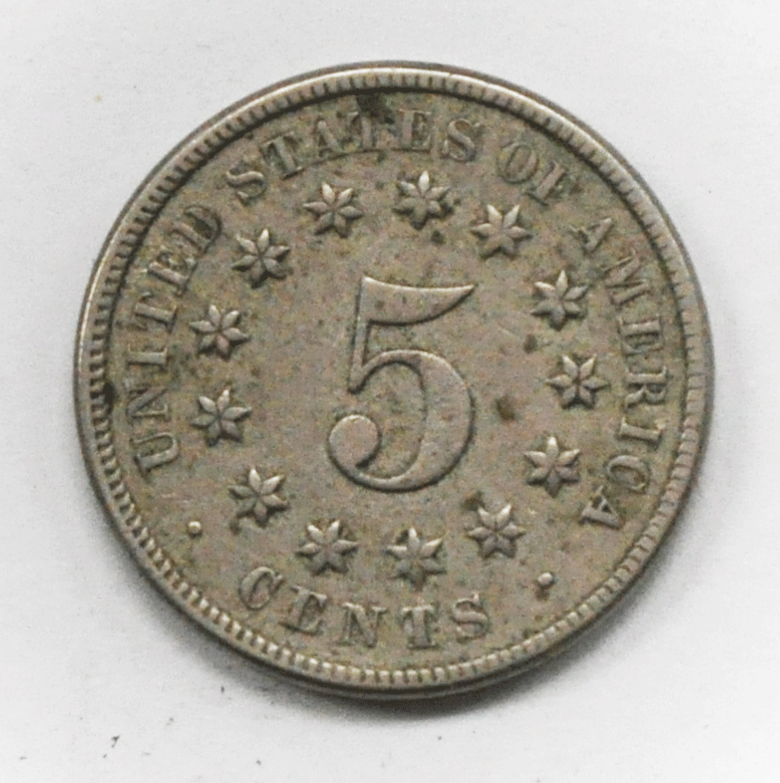 1869 5c Shield Nickel Five Cents US Coin