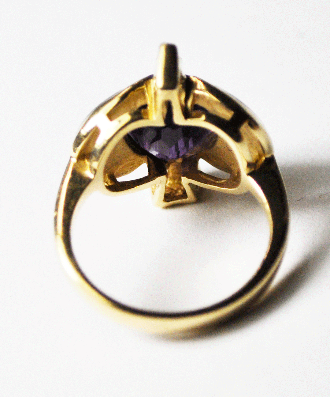 14k Yellow Gold Kabana Stepped Amethyst Diamond Elephant Ring 21mm Size 7