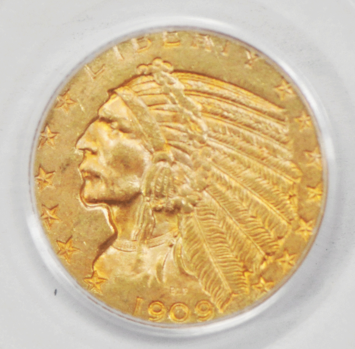 1909 D $5 Indian Head Five Dollar Gold Half Eagle Denver PCGS MS64 OGH