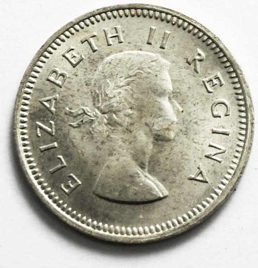 1959 South Africa 3 Three Pence Silver Coin KM# 47