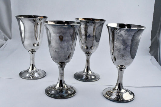 Sterling Silver 950 Set of 4 Wine Glasses 20 oz. Marked