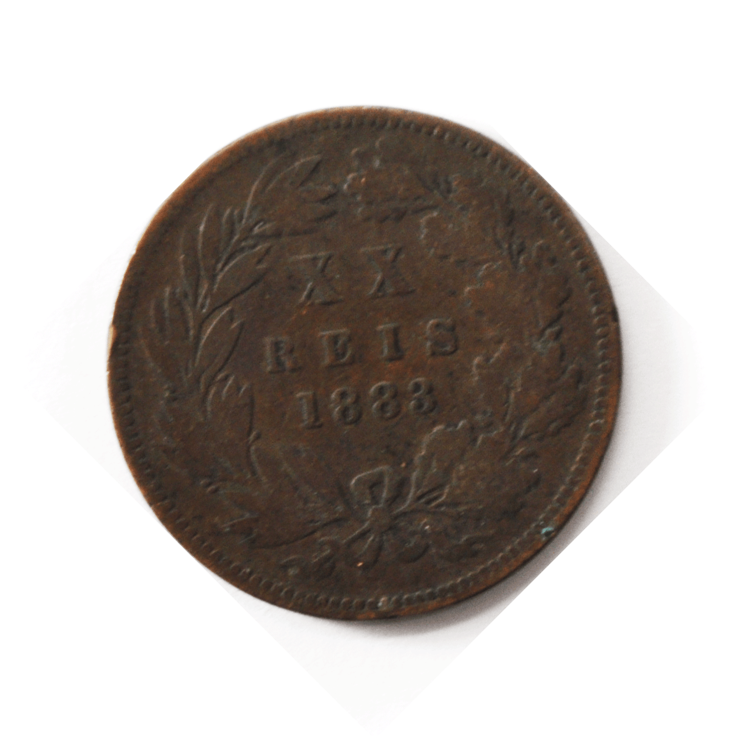 1883 Portugal 20 Twenty Reis Bronze Coin KM# 527