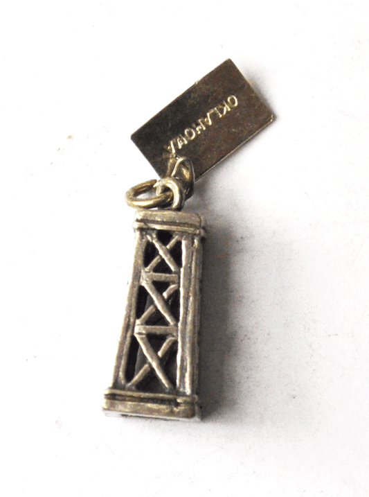 Sterling Bell Trading Oklahoma Oil Derrick Tower Tag Charm 20mm x 8mm