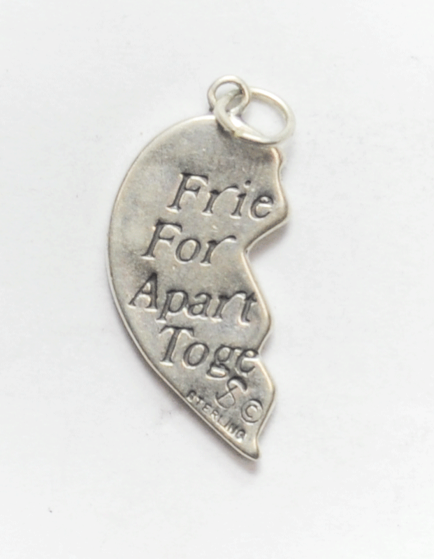 Sterling Shube's Best Friends Half Heart Forever Apart or Together 18mm x 28mm