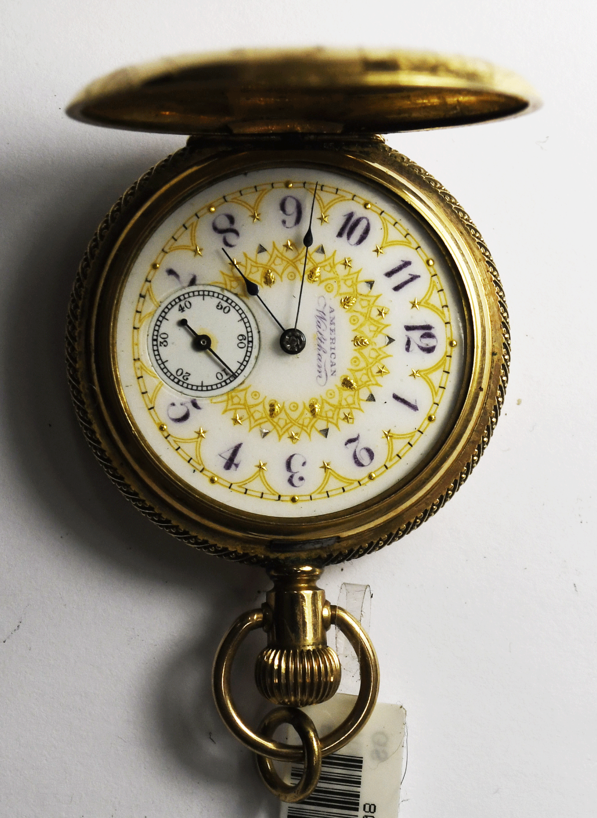 1893 Waltham Size 6 Grade J Gold Filled Hunters Case Gold Enamel Dial